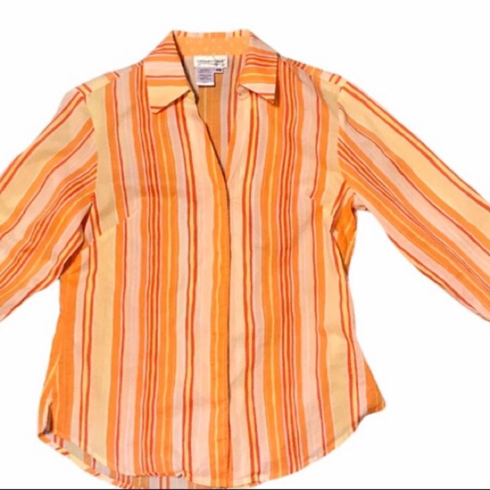 Coldwater Creek XS Cotton Top Orange/Yellow/White
